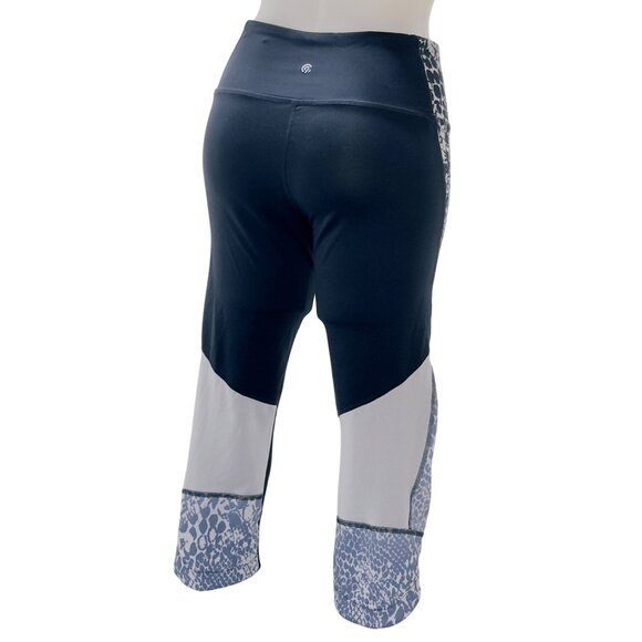 CHAMPION Womens Activewear Pants Blue Print Leggings Stretch Mesh Inserts Size M - Picture 3 of 7